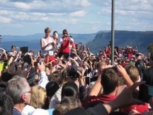 The Duke and Duchess of Cambridge in the crowd, Katoomba, 17 April 2014. Photo author.
